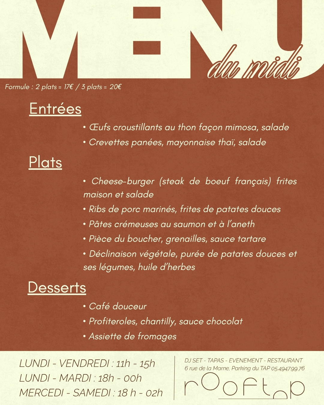 formule midi le rooftop poitiers