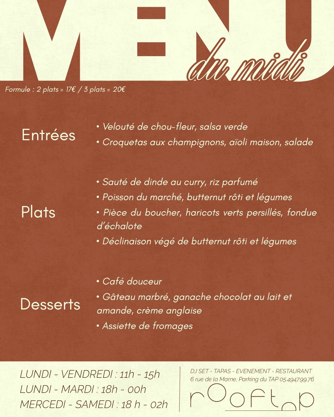 formule midi le rooftop poitiers