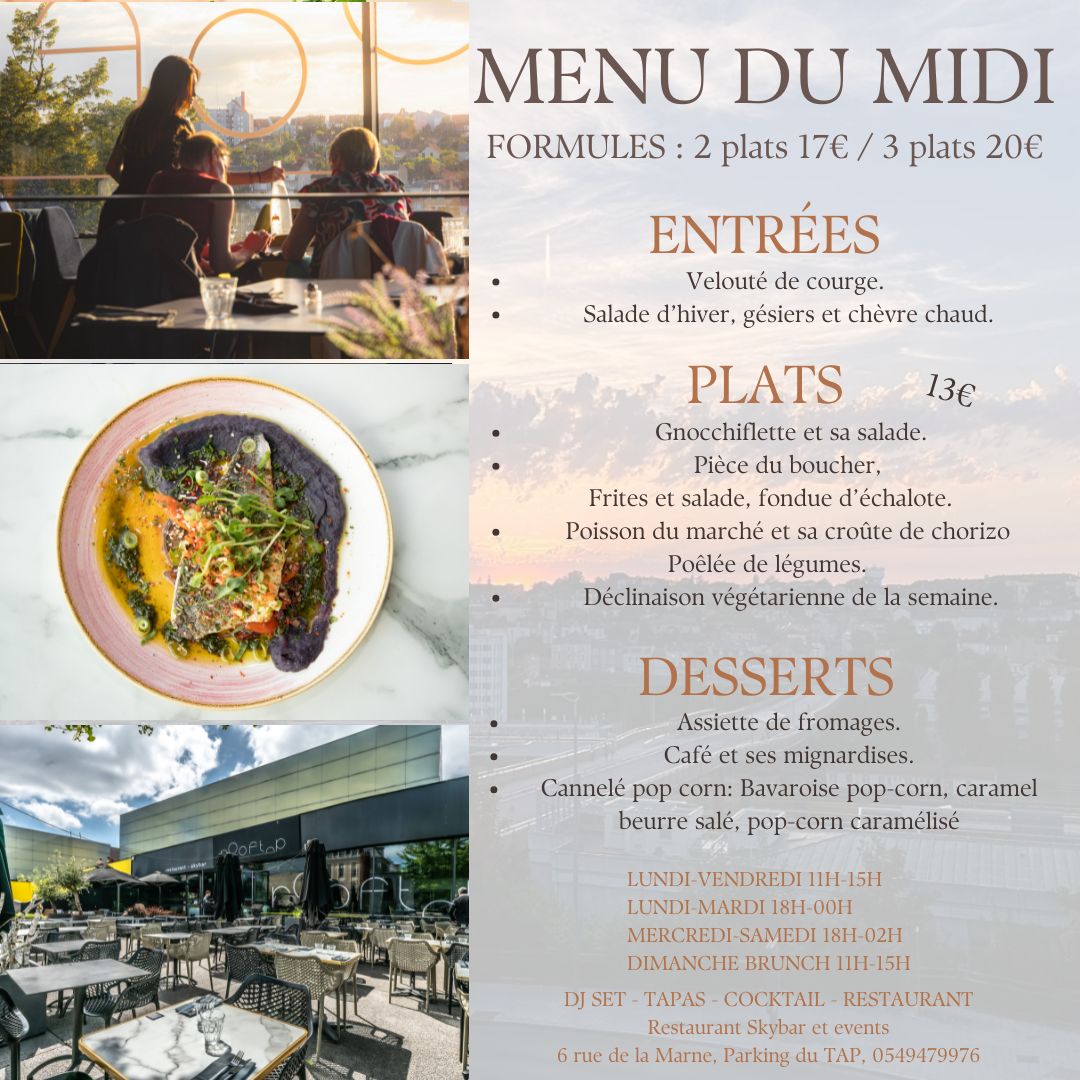 formule midi le rooftop poitiers