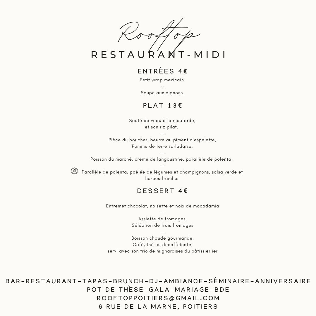 formule midi le rooftop poitiers