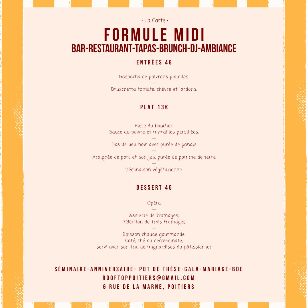 formule midi le rooftop poitiers