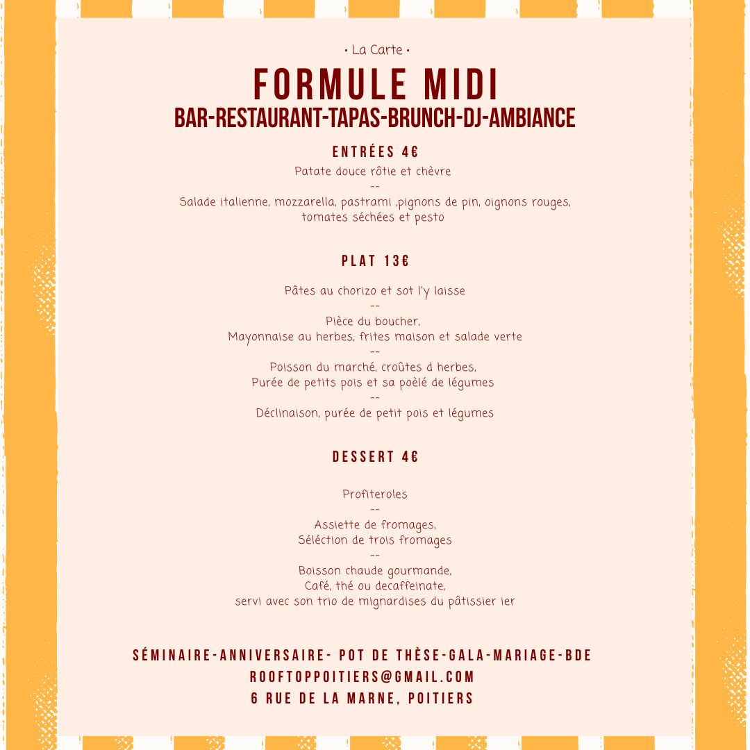 formule midi le rooftop poitiers