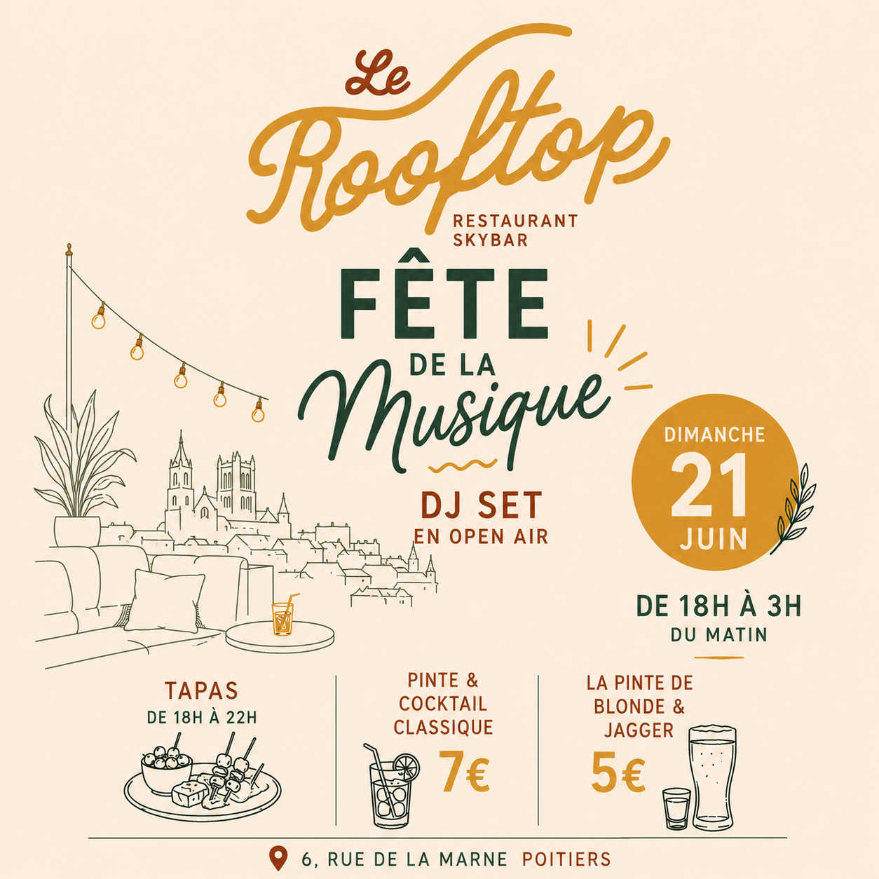 programme en image du restaurant le Rooftop