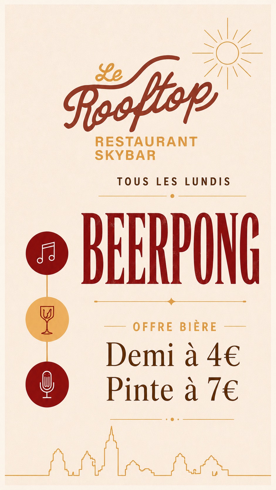 programme en image du restaurant le Rooftop