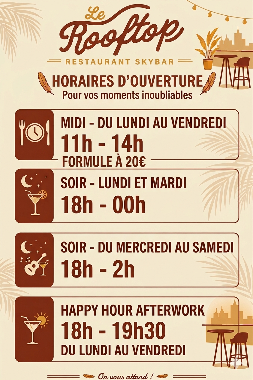horaires le rooftop poitiers